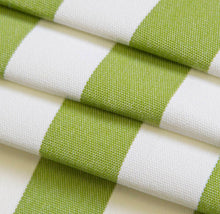 Load image into Gallery viewer, Heavy Duty Outdoor Solution Dyed Acrylic Lime Green Cream Stripe Upholstery Drapery Fabric CF