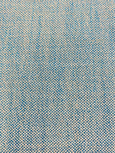 Load image into Gallery viewer, Designer Teal Blue Cream Wool Blend MCM Mid Century Modern Tweed Upholstery Fabric WHS 4405