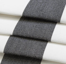 Load image into Gallery viewer, Heavy Duty Outdoor Solution Dyed Acrylic Charcoal Grey Cream Stripe Upholstery Drapery Fabric CF