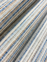 Load image into Gallery viewer, 1.75 Yard Kravet 34309.516 Cream Brown Blue Stripe Upholstery Fabric WHS 4242