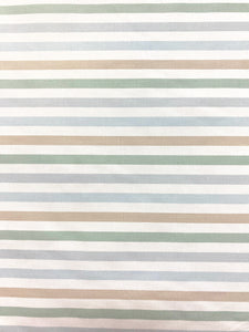 Designer Cotton Cream Aqua Blue Green Taupe Stripe Water & Stain Resistant Upholstery Drapery Fabric WHS 4528