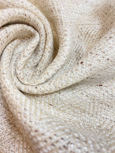 Designer Blend Linen Brown Beige Herringbone MCM Mid Century Modern Upholstery Fabric WHS 4376
