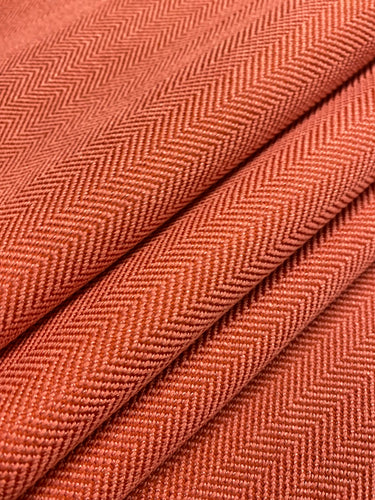 Designer Water & Stain Resistant Red Coral Herringbone MCM Mid Century Modern Chevron Upholstery Fabric WHS 4270