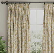 Load image into Gallery viewer, Spanish Made Damask Brocade Mustard Gold Beige Upholstery Drapery Fabric CF