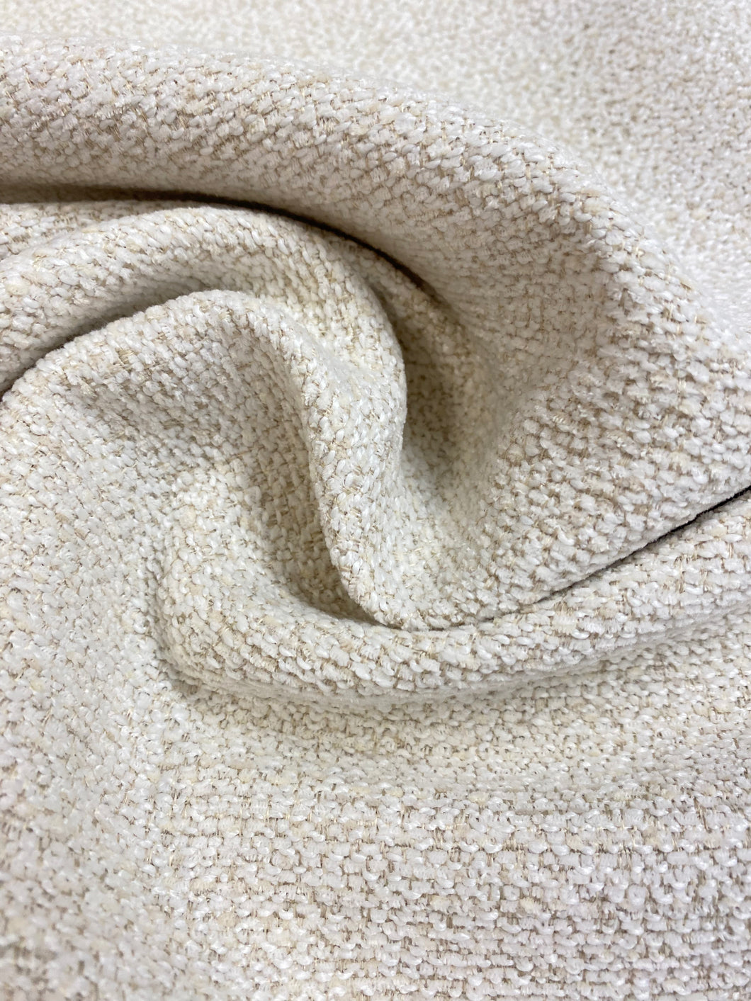 Designer Water & Stain Resistant Cream Boucle Chenille Upholstery Fabric WHS 4403