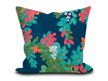 Load image into Gallery viewer, Custom Pillow Cover in Floral Botanical Thibaut Central Park in Navy Blue and Pink - One Side