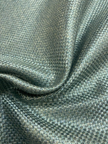 1.8 Yard Designer MCM Mid Century Modern Teal Woven Lustrous Upholstery Fabric WHS 4470