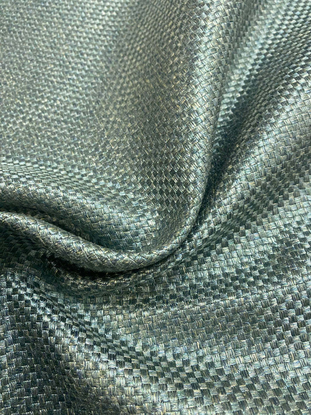 1.8 Yard Designer MCM Mid Century Modern Teal Woven Lustrous Upholstery Fabric WHS 4470