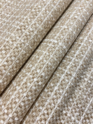 Designer Beige Cream Linen Viscose MCM Mid Century Modern Tweed Upholstery Fabric WHS 4351