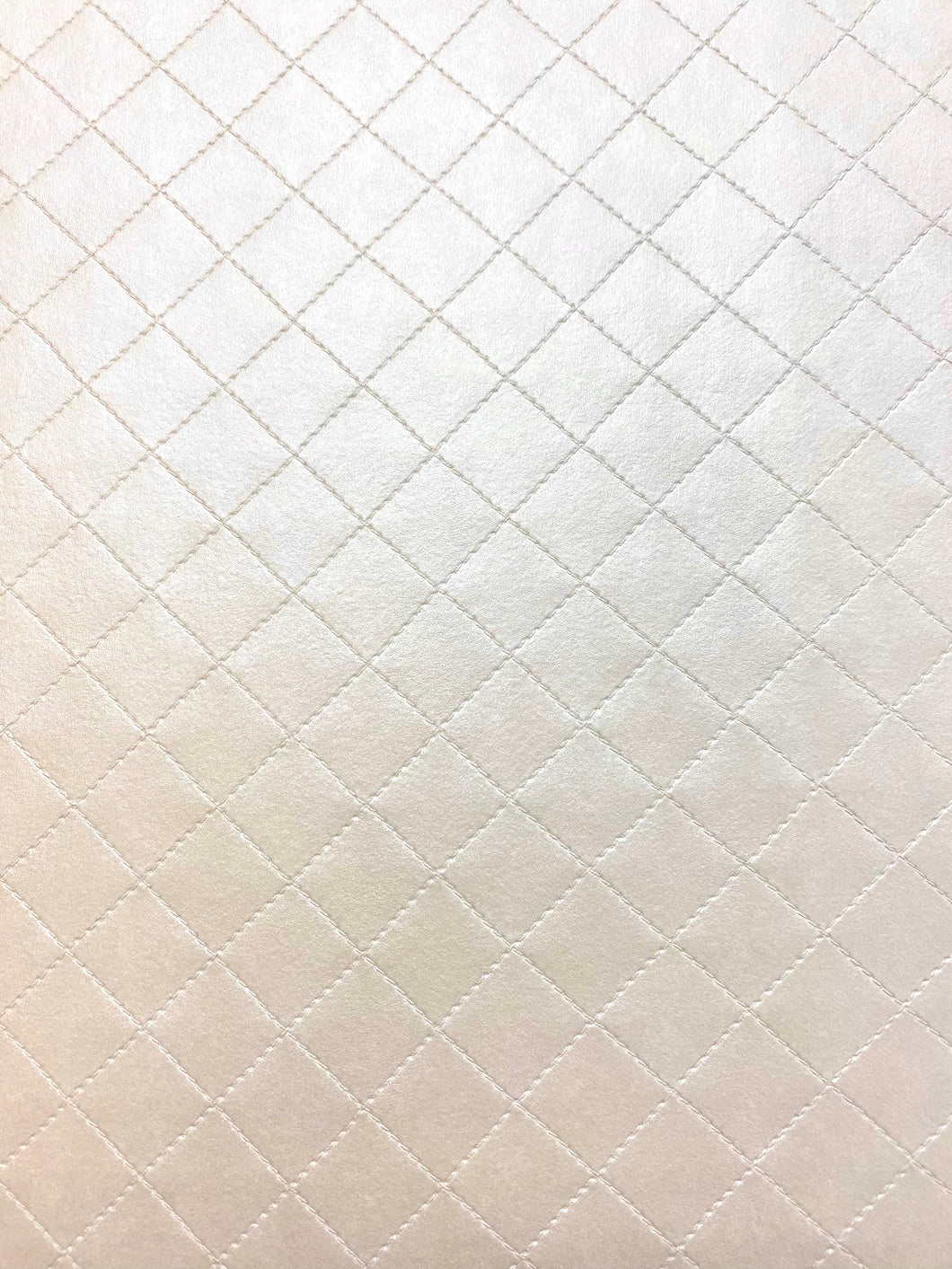 Designer Oyster Beige Quilted Diamond Matelasse Faux Leather Upholstery Vinyl WHS 4390