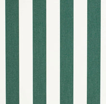 Load image into Gallery viewer, Heavy Duty Outdoor Solution Dyed Acrylic Forest Green Cream Stripe Upholstery Drapery Fabric CF