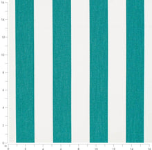 Load image into Gallery viewer, Heavy Duty Outdoor Solution Dyed Acrylic Teal Green Cream Stripe Upholstery Drapery Fabric CF