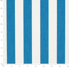 Load image into Gallery viewer, Heavy Duty Outdoor Solution Dyed Acrylic Royal Blue Cream Stripe Upholstery Drapery Fabric CF