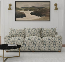 Load image into Gallery viewer, Spanish Made French Navy Blue Grey Damask Stripe Upholstery Drapery Fabric CF