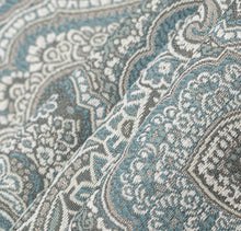 Load image into Gallery viewer, Spanish Made Turquoise Aqua Blue Grey White Brocade Damask Upholstery Drapery Fabric CF