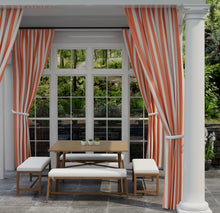 Load image into Gallery viewer, Heavy Duty Outdoor Solution Dyed Acrylic Orange Cream Stripe Upholstery Drapery Fabric CF
