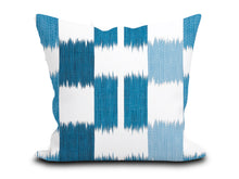 Load image into Gallery viewer, Custom Pillow Cover in Thibaut Abstract Kasuri in Blue and White - One Side