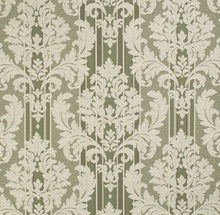 Load image into Gallery viewer, Spanish Made Damask Stripe Sage Green Upholstery Drapery Fabric CF