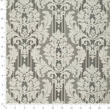 Load image into Gallery viewer, Spanish Made Damask Stripe Grey Silver Upholstery Drapery Fabric CF