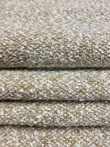 1.5 Yd Designer Mustard Gold Sage Green Cream Boucle Upholstery Fabric WHS 4289