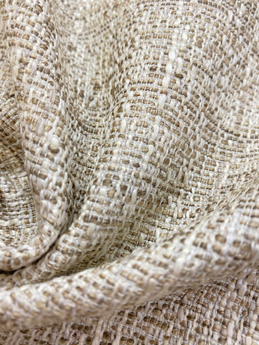 Designer Brown Cream MCM Mid Century Modern Tweed Water & Stain Resistant Upholstery Fabric WHS 4227