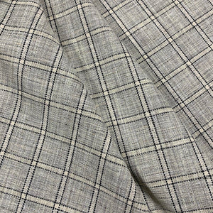 Black Grey Plaid Check Tweed MCM Mid Century Modern Upholstery Fabric MGF