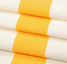 Load image into Gallery viewer, Heavy Duty Outdoor Solution Dyed Acrylic Light Yellow Cream Stripe Upholstery Drapery Fabric CF