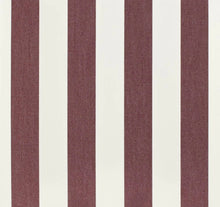 Load image into Gallery viewer, Heavy Duty Outdoor Solution Dyed Acrylic Wine Red Cream Stripe Upholstery Drapery Fabric CF