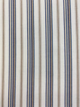 Load image into Gallery viewer, Designer Indoor Outdoor Cream Taupe Blue Nautical Stripe Upholstery Fabric WHS 4336
