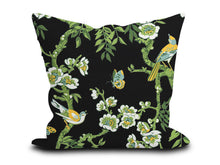 Load image into Gallery viewer, Custom Pillow Cover in Botanical Floral Thibaut Yukio in Black - One Side