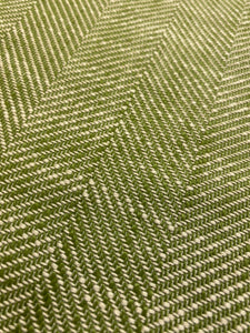 Designer Lime Green Beige MCM Mid Century Modern Herringbone Chevron Tweed Water & Stain Resistant Upholstery Fabric WHS 4236