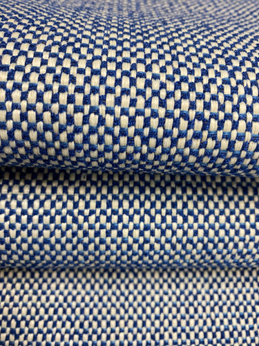 1.25 Yd Designer Royal Blue Cream MCM Mid Century Modern Tweed Upholstery Fabric WHS 4267