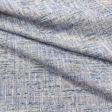 Load image into Gallery viewer, Aqua French Blue Teal Black Beige White MCM Mid Century Modern Tweed Upholstery Fabric MGF