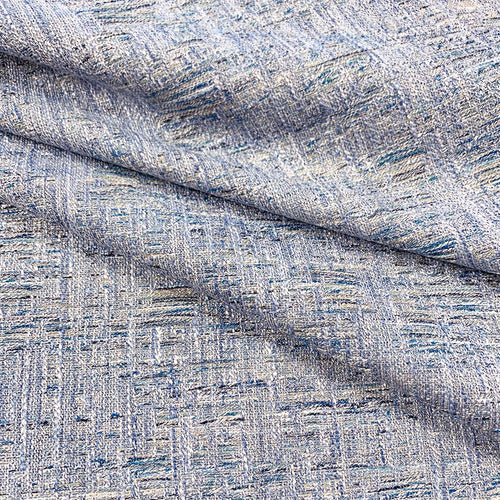 Aqua French Blue Teal Black Beige White MCM Mid Century Modern Tweed Upholstery Fabric MGF