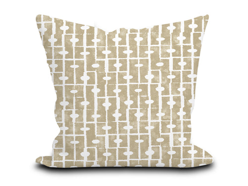 Custom Pillow Cover in Thibaut Abstract Haven in Wheat Beige - One Side