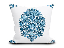 Load image into Gallery viewer, Custom Pillow Cover in Floral Botanical Thibaut Ridgefield in Navy Blue - One Side