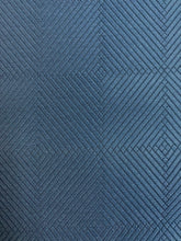 Load image into Gallery viewer, 1.3 Yd Designer Navy Blue Geometric Diamond Water &amp; Stain Resistant Upholstery Fabric WHS 4308