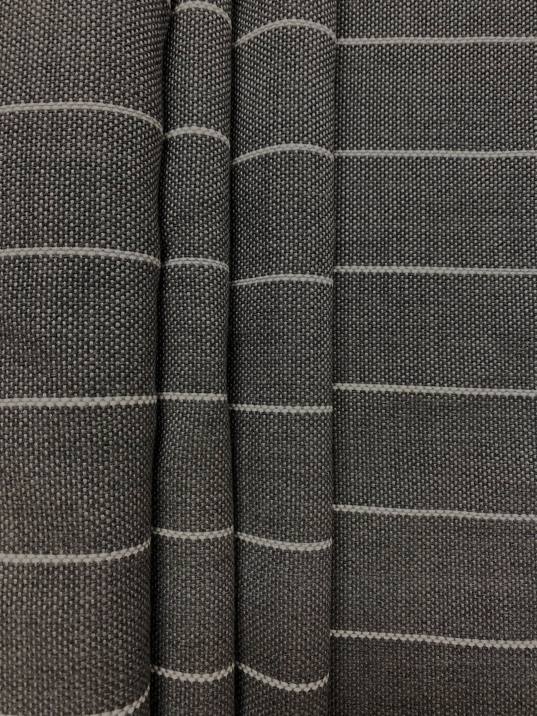 Designer Grey White Pinstripe Water & Stain Resistant Indoor Outdoor Upholstery Fabric WHS 4365