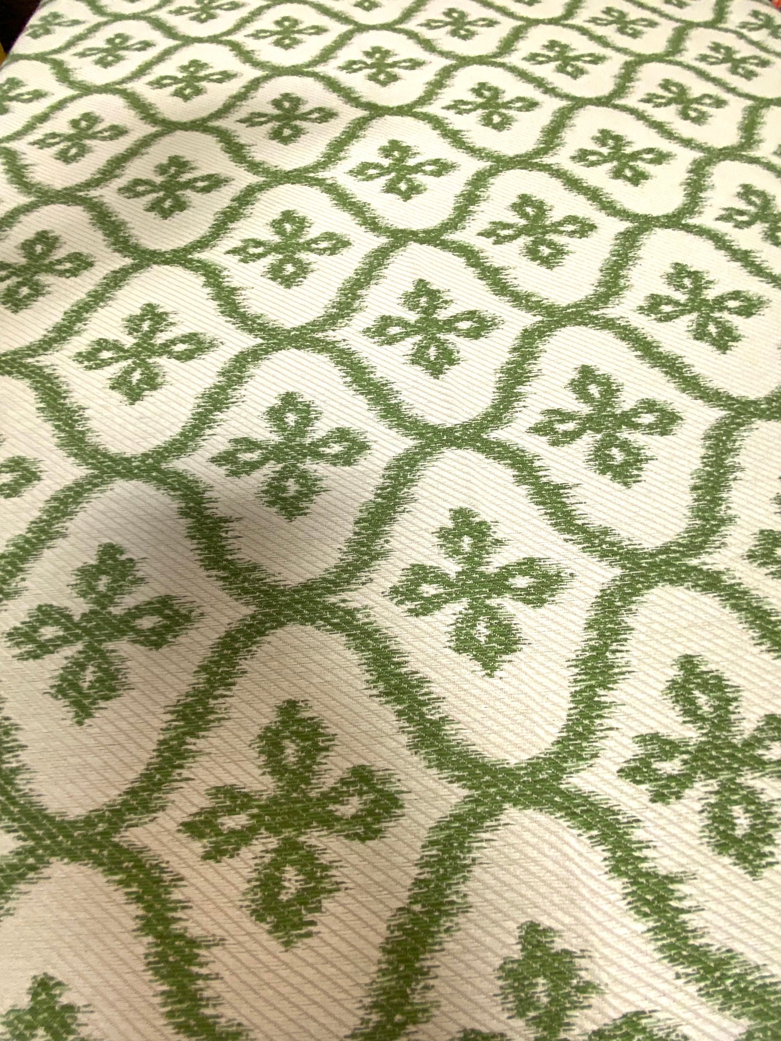 1.5 deals Yard of Designer Water & Stain Resistant Green White Diamond Upholstery Fabric WHS 3130