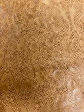 Load image into Gallery viewer, 26.5 SF Caramel Brown Tooled Floral Embossed Genuine Upholstery Leather Hide WHS 4310