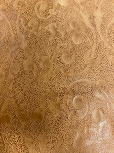 26.5 SF Caramel Brown Tooled Floral Embossed Genuine Upholstery Leather Hide WHS 4310