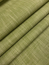 Load image into Gallery viewer, Designer Lime Green Beige MCM Mid Century Modern Herringbone Chevron Tweed Water &amp; Stain Resistant Upholstery Fabric WHS 4236