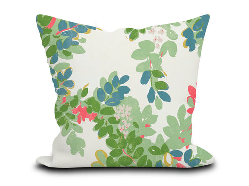 Custom Pillow Cover in Floral Botanical Thibaut Central Park in Green - Both Sides