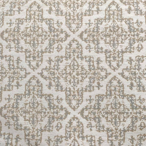 Crypton Grey Cream Mustard Medallion Chenille Upholstery Fabric MGF