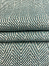 Load image into Gallery viewer, 1.75 Yard Designer Water &amp; Stain Resistant Aqua Blue Speckled Herringbone MCM Mid Century Modern Upholstery Fabric WHS 4224