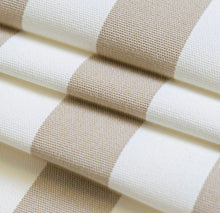 Load image into Gallery viewer, Heavy Duty Outdoor Solution Dyed Acrylic Tan Beige Cream Stripe Upholstery Drapery Fabric CF