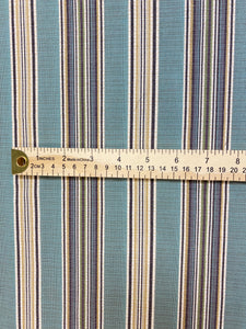 1.5 Yard Designer Water & Stain Resistant Outdoor Green Seafoam Aqua Yellow Cream Stripe Upholstery Fabric WHS 4548