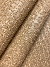 Load image into Gallery viewer, 1.5 Yard Designer Heavy Duty Basketweave Taupe Faux Leather Upholstery Vinyl WHS 4471