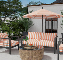 Load image into Gallery viewer, Heavy Duty Outdoor Solution Dyed Acrylic Orange Cream Stripe Upholstery Drapery Fabric CF