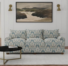 Load image into Gallery viewer, Spanish Made French Navy Blue Brocade Damask Upholstery Drapery Fabric CF